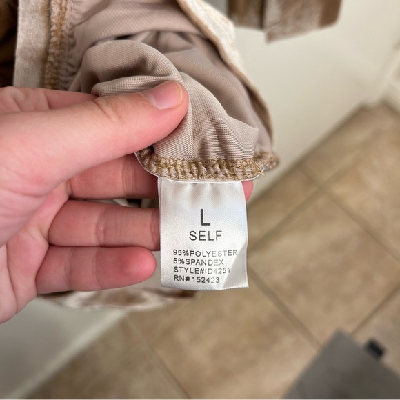 NWT LACAUSA Tan Velvet Cutout Dress Soze Large Style ID4251 - Picture 6 of 9